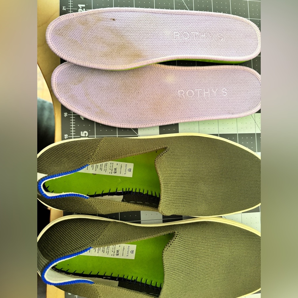Rothy's The Sneaker Womens Sz 8 Olive Green Slip On Washable Comfort - Picture 7 of 8